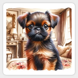 Watercolor Brussels Griffon Puppies - Cute Puppy Sticker